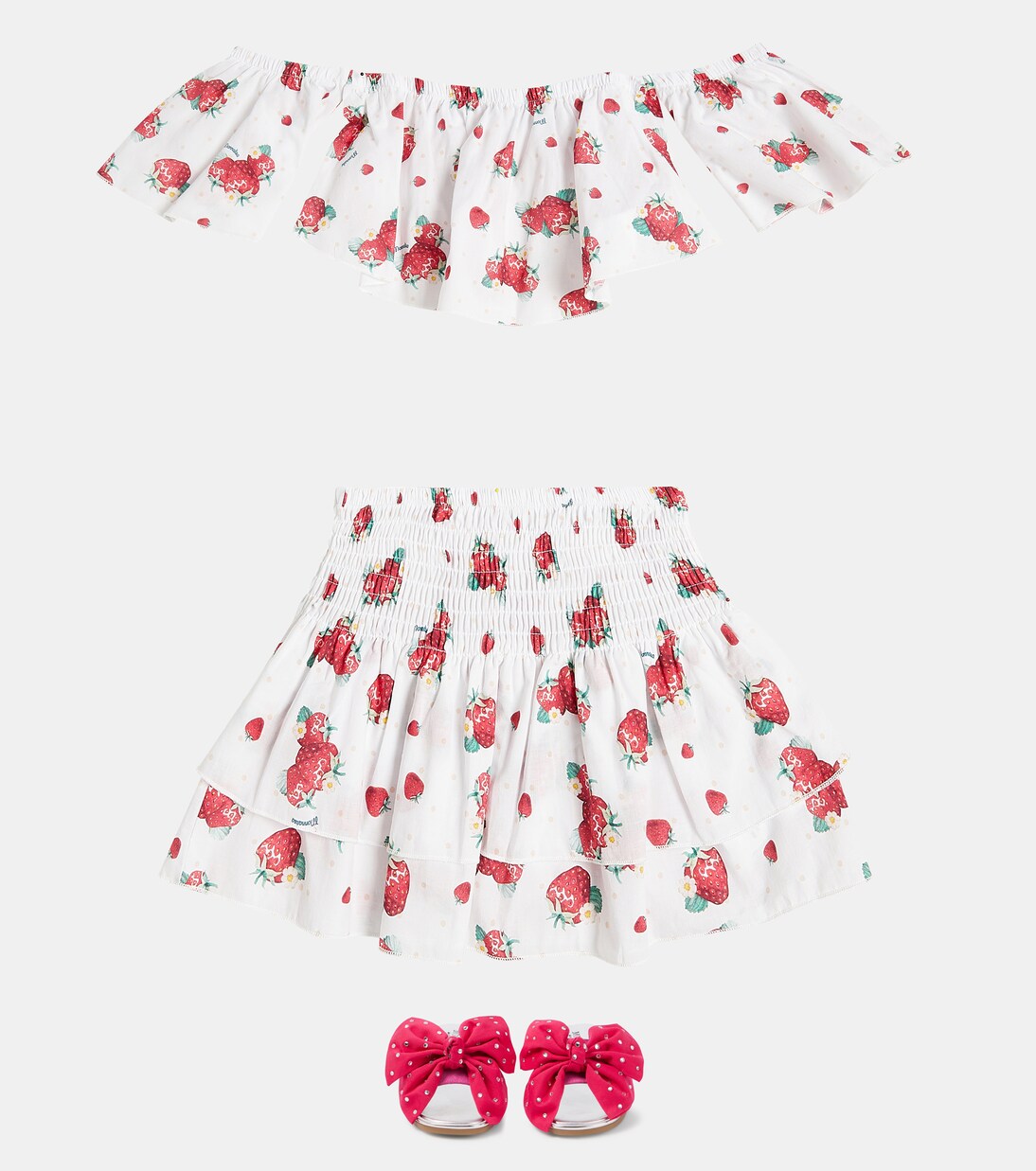 Printed cotton top and skirt set | Monnalisa