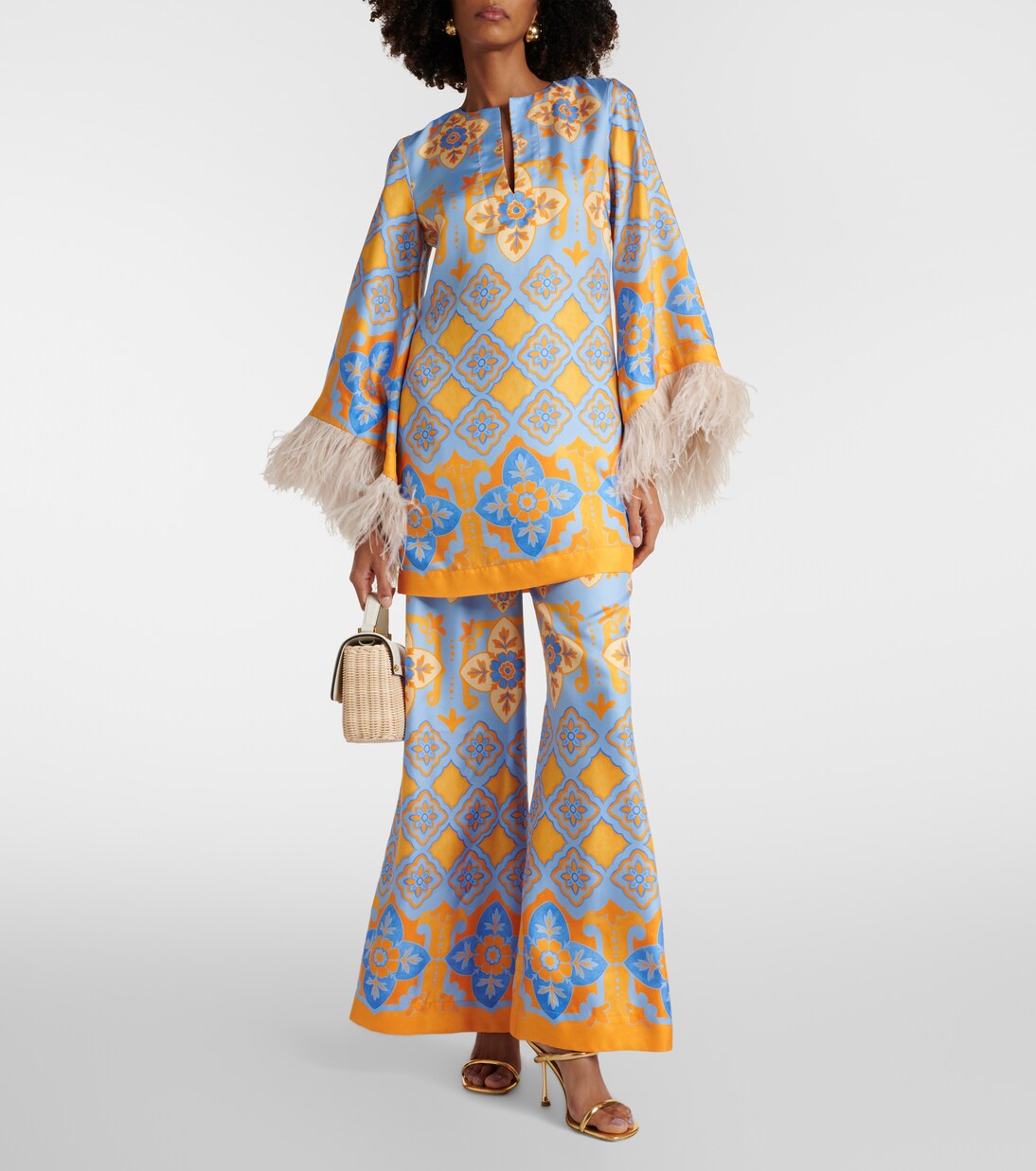 Robe imprimée en soie à plumes | La DoubleJ