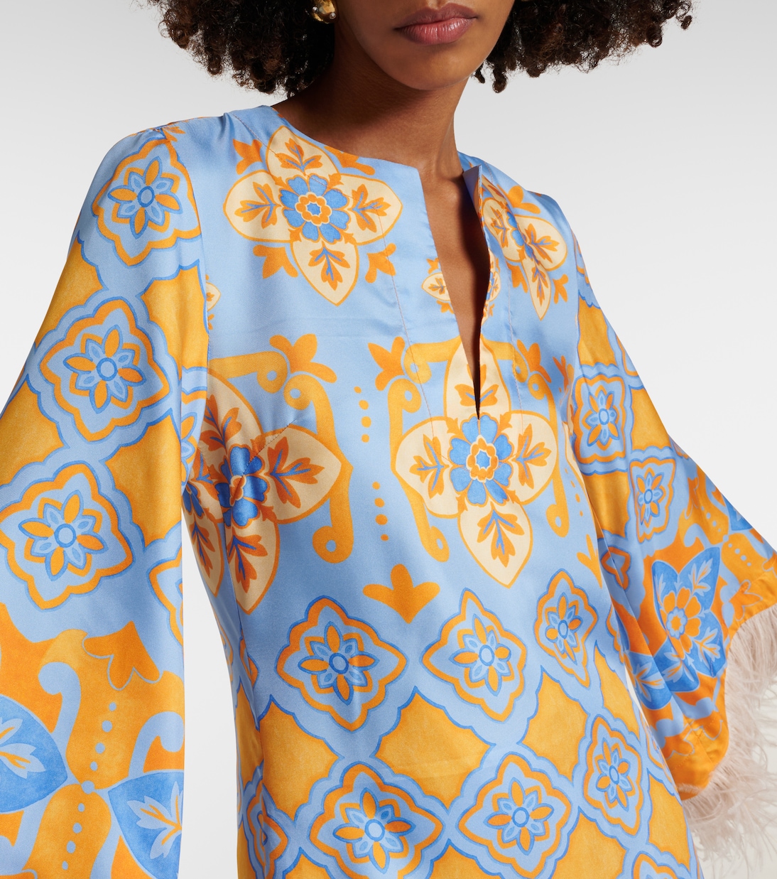 Robe imprimée en soie à plumes | La DoubleJ