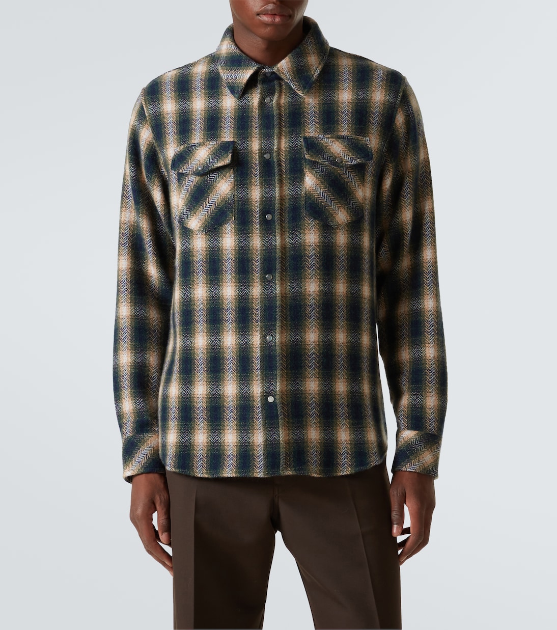 Camisa de cachemir a cuadros | God's True Cashmere