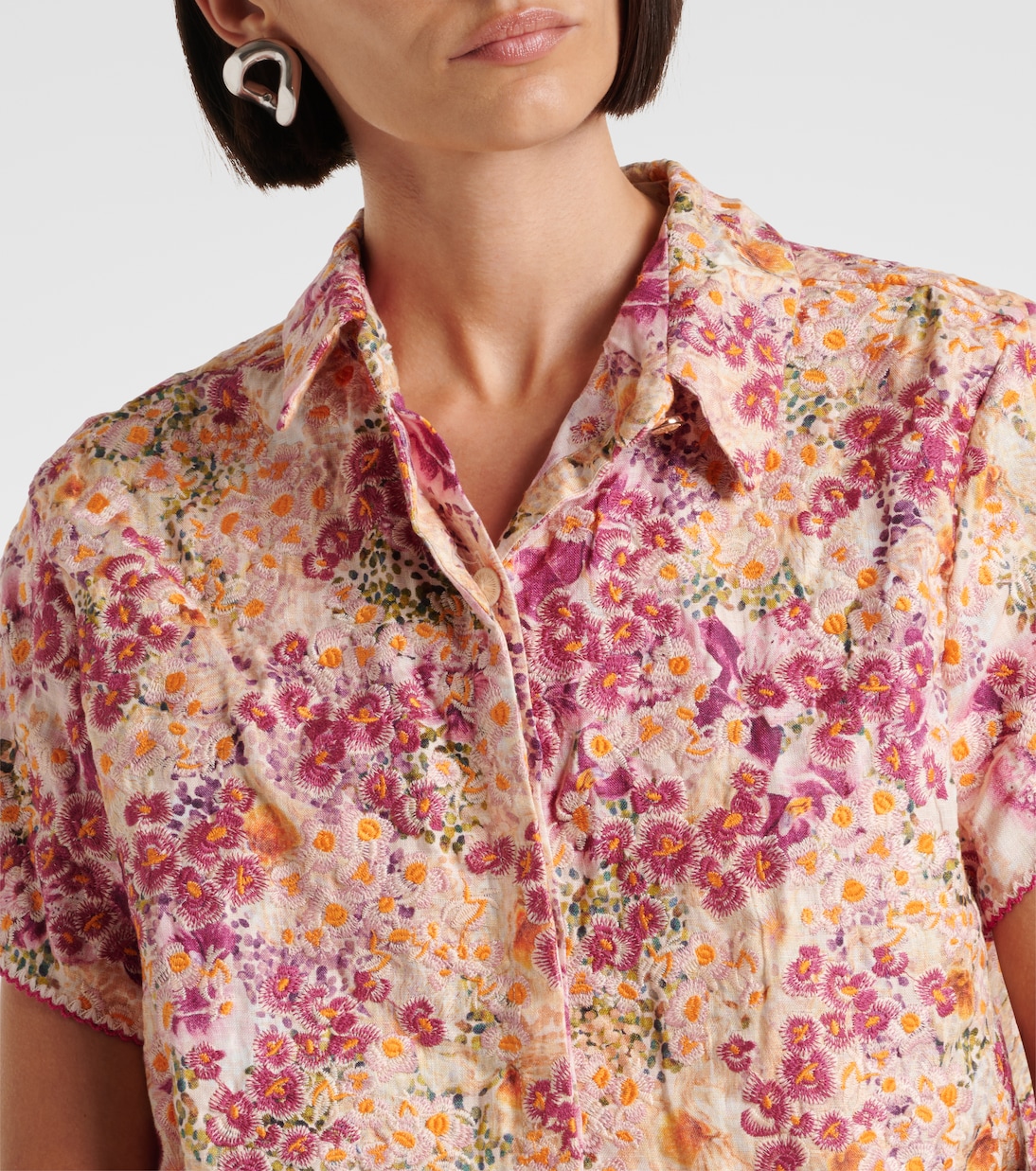 Cropped-Hemd Virtuosa Florecer aus Leinen | Agua by Agua Bendita