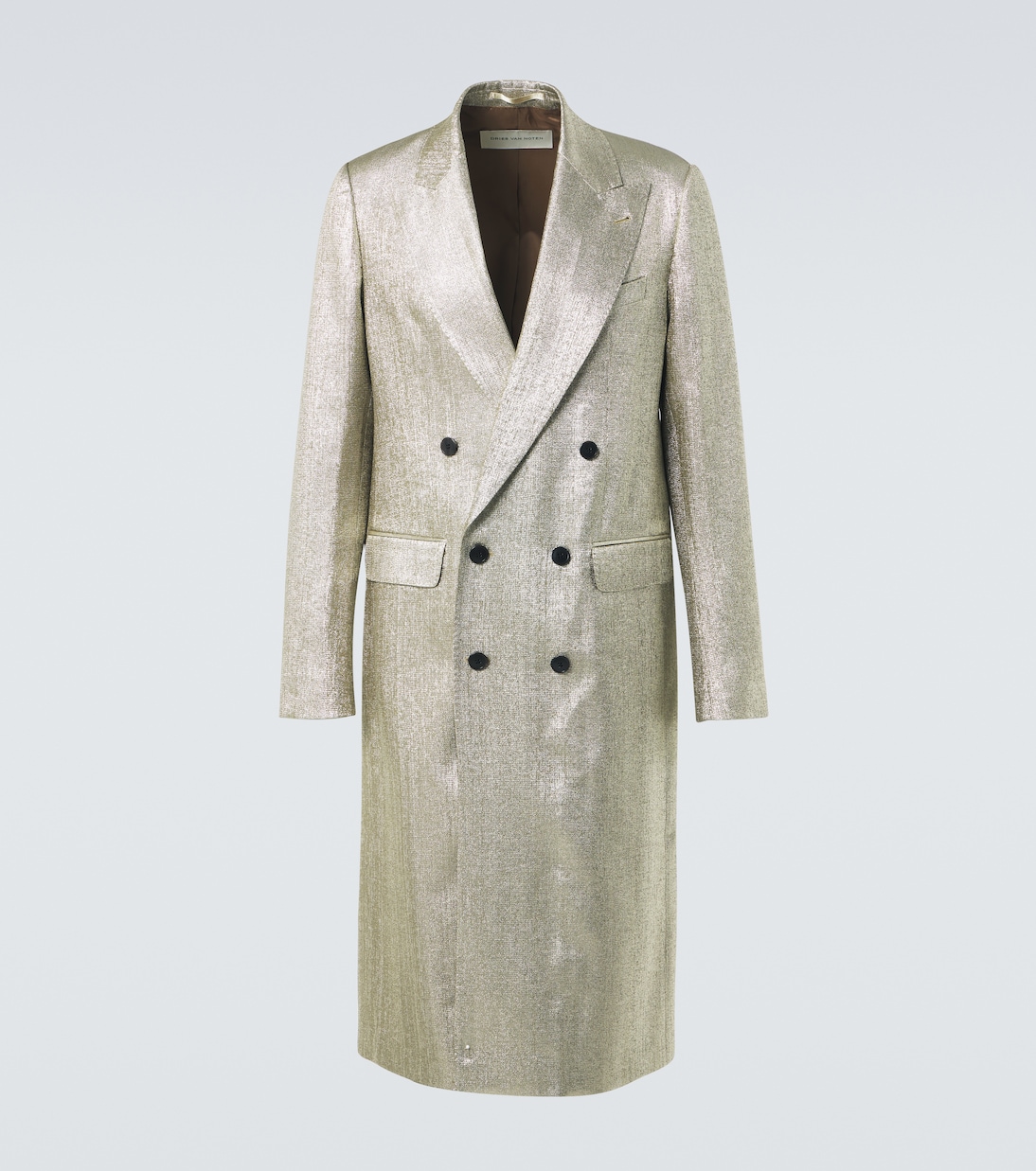 Double-breasted lamé coat  | Dries Van Noten
