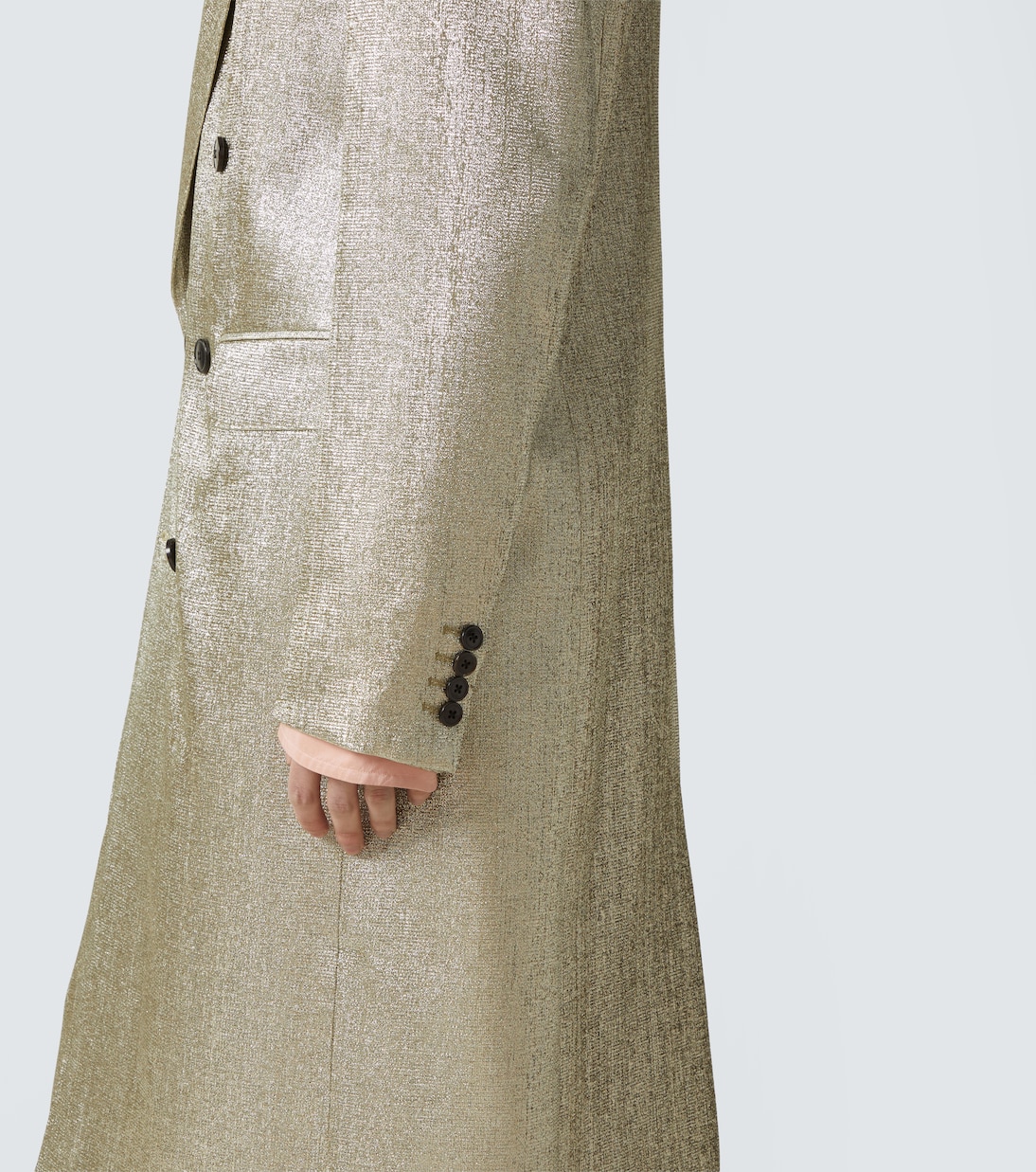 Double-breasted lamé coat  | Dries Van Noten