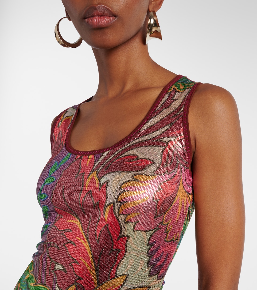 Abito lungo in raso con stampa | Etro