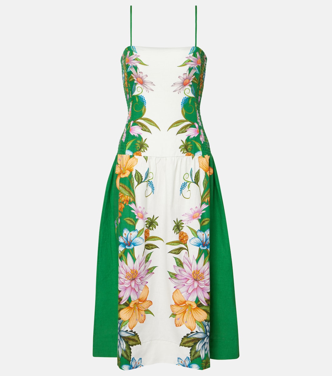 Midikleid Sweet Bloom aus einem Leinengemisch | Farm Rio