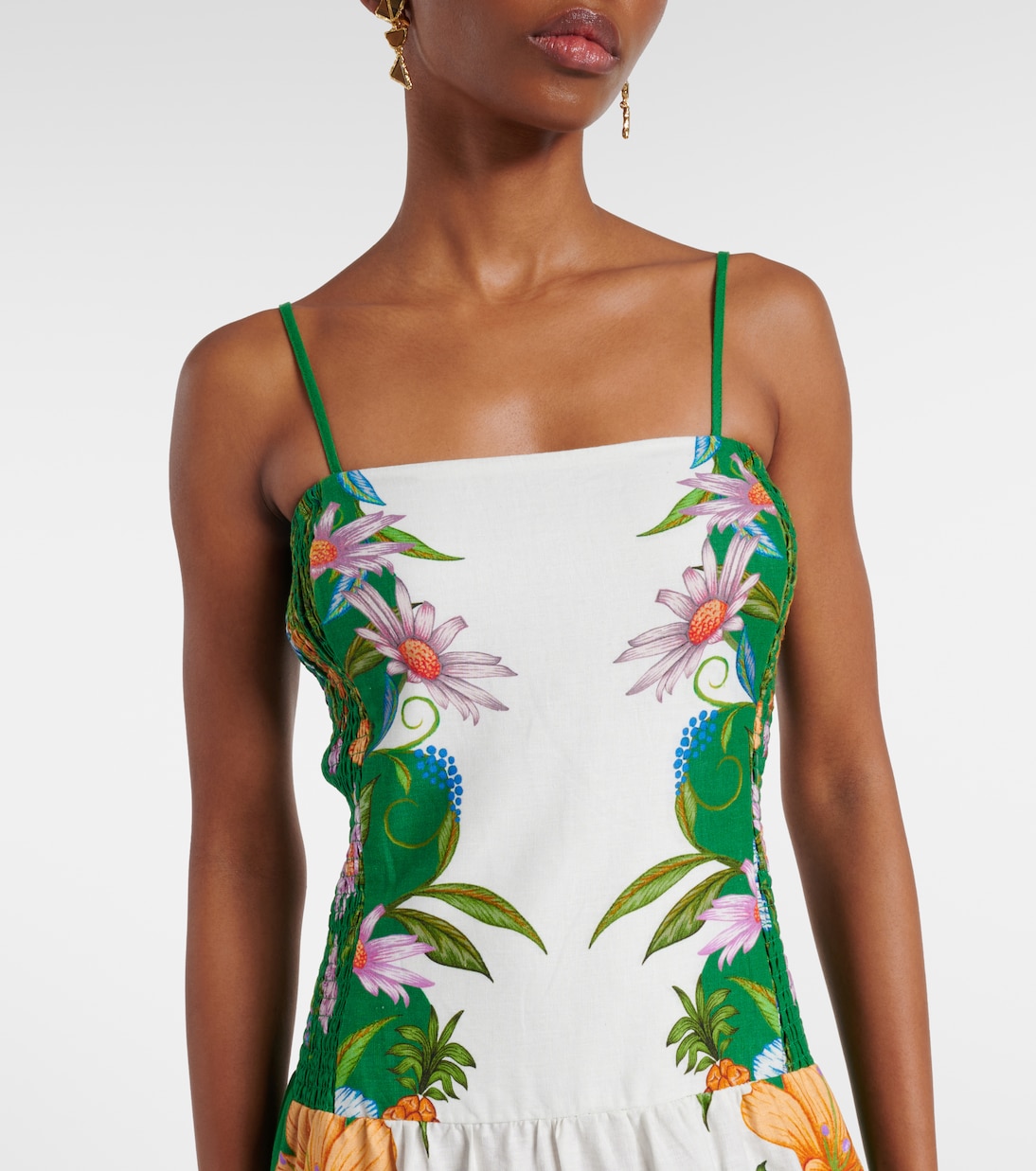 Midikleid Sweet Bloom aus einem Leinengemisch | Farm Rio