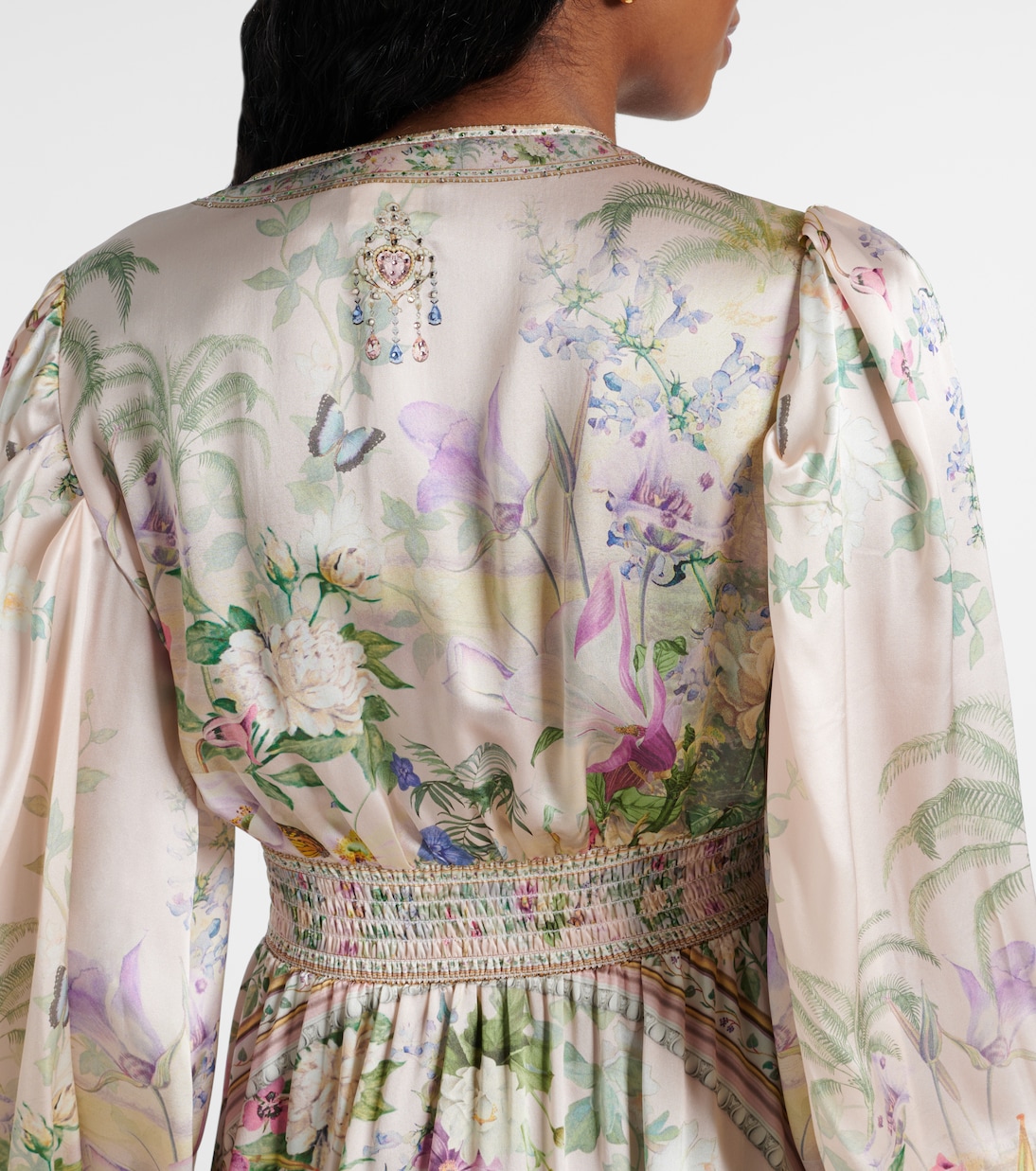 Robe imprimée en soie à cristaux | Camilla