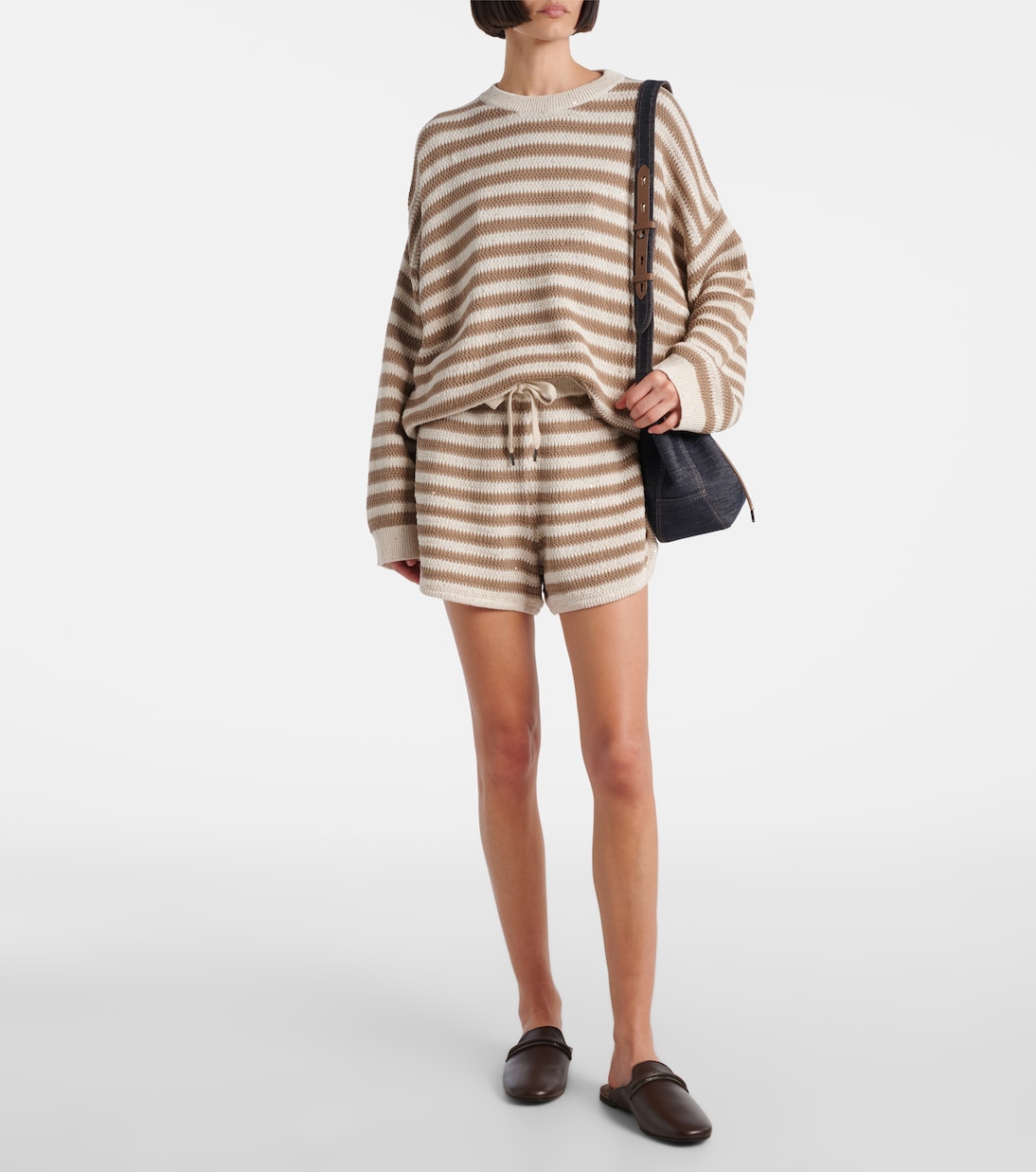 Striped cotton-blend shorts | Brunello Cucinelli