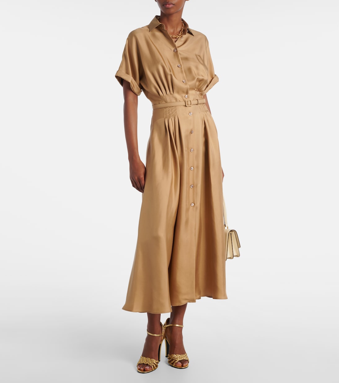 Abito midi in raso di seta | Ralph Lauren Collection