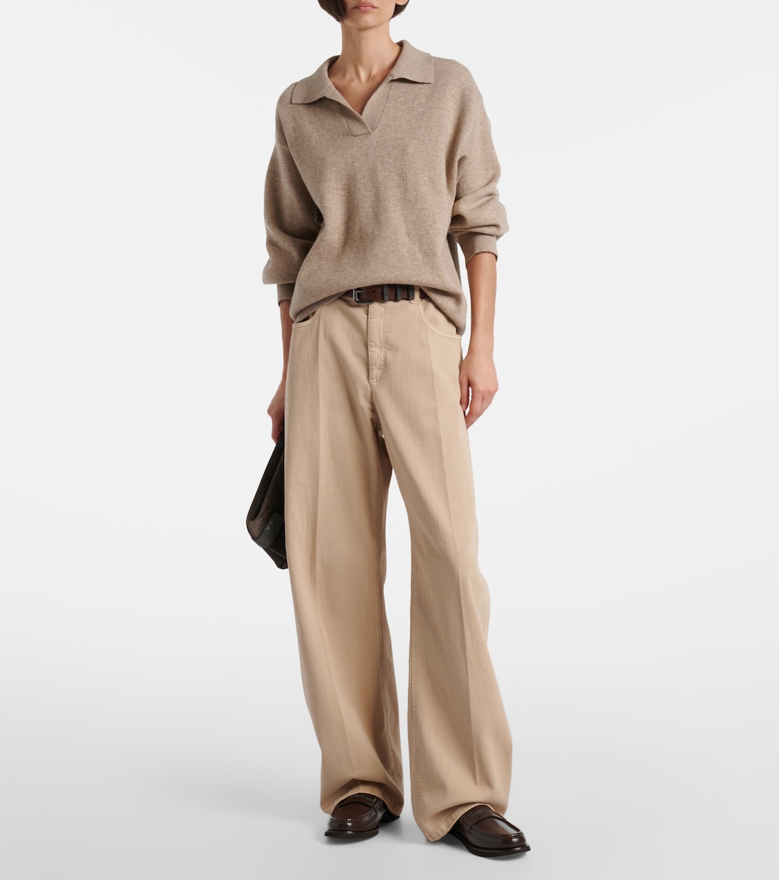 Monili cashmere-blend polo sweater | Brunello Cucinelli