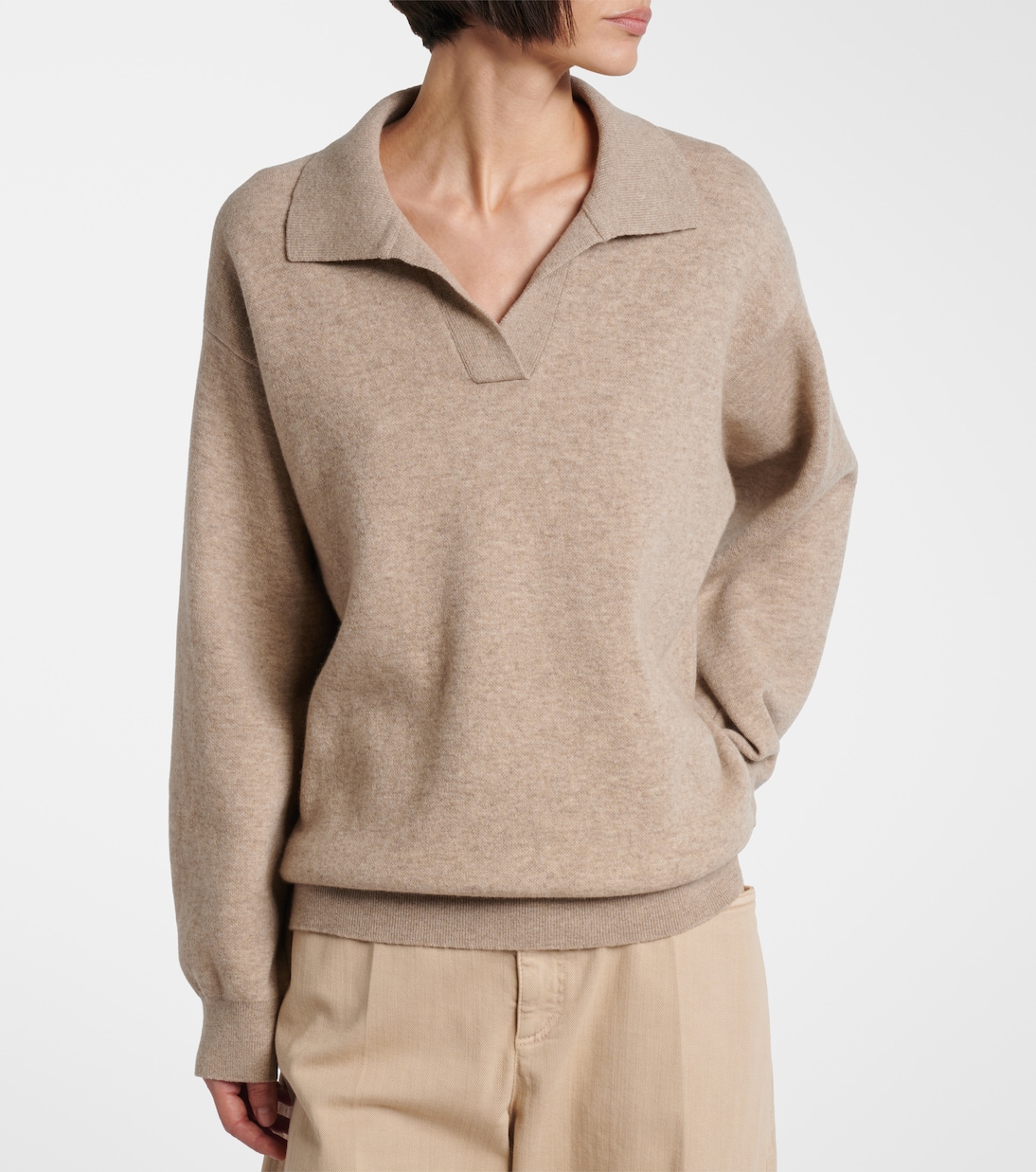 Monili cashmere-blend polo sweater | Brunello Cucinelli