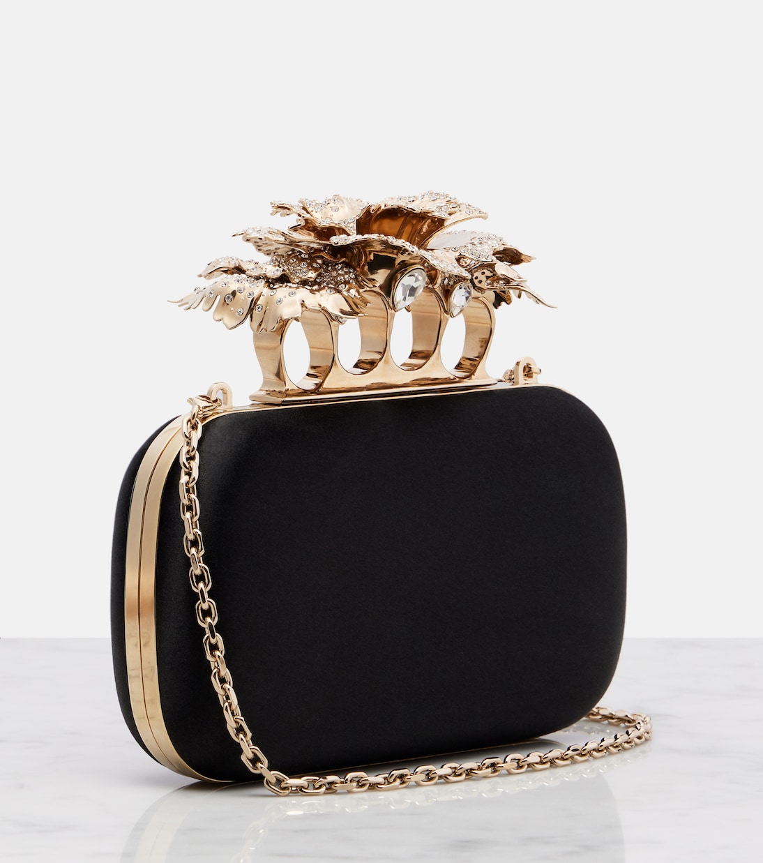 Carnation Knuckle satin clutch | McQueen