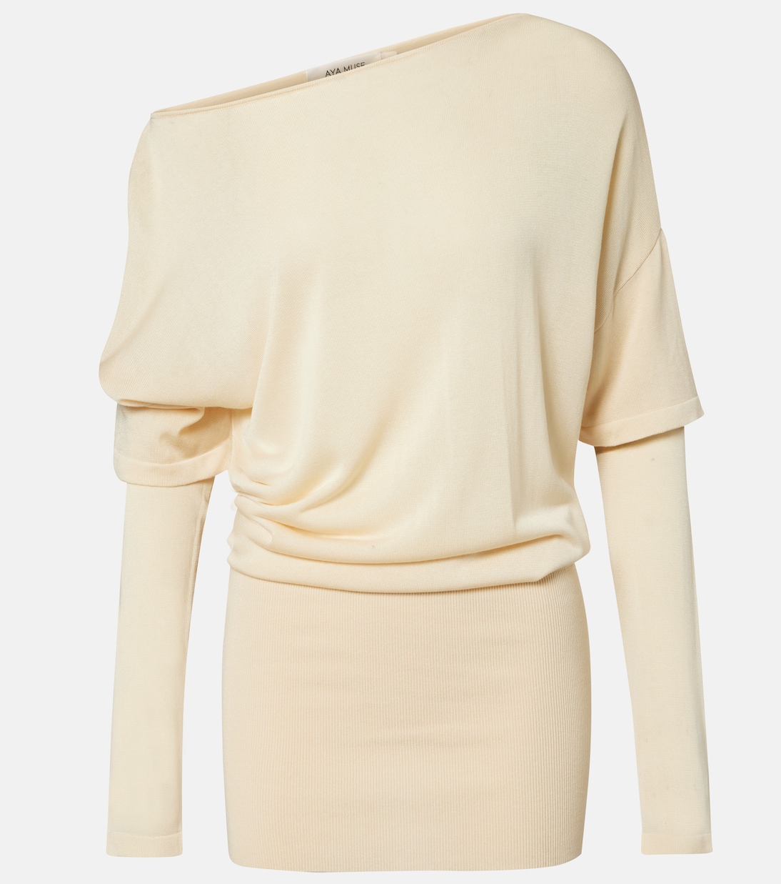 Rea垂褶不对称迷你连衣裙 | Aya Muse