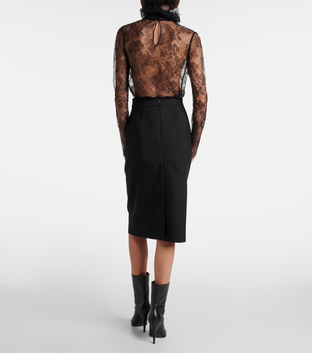 High-rise wool gabardine pencil skirt | McQueen