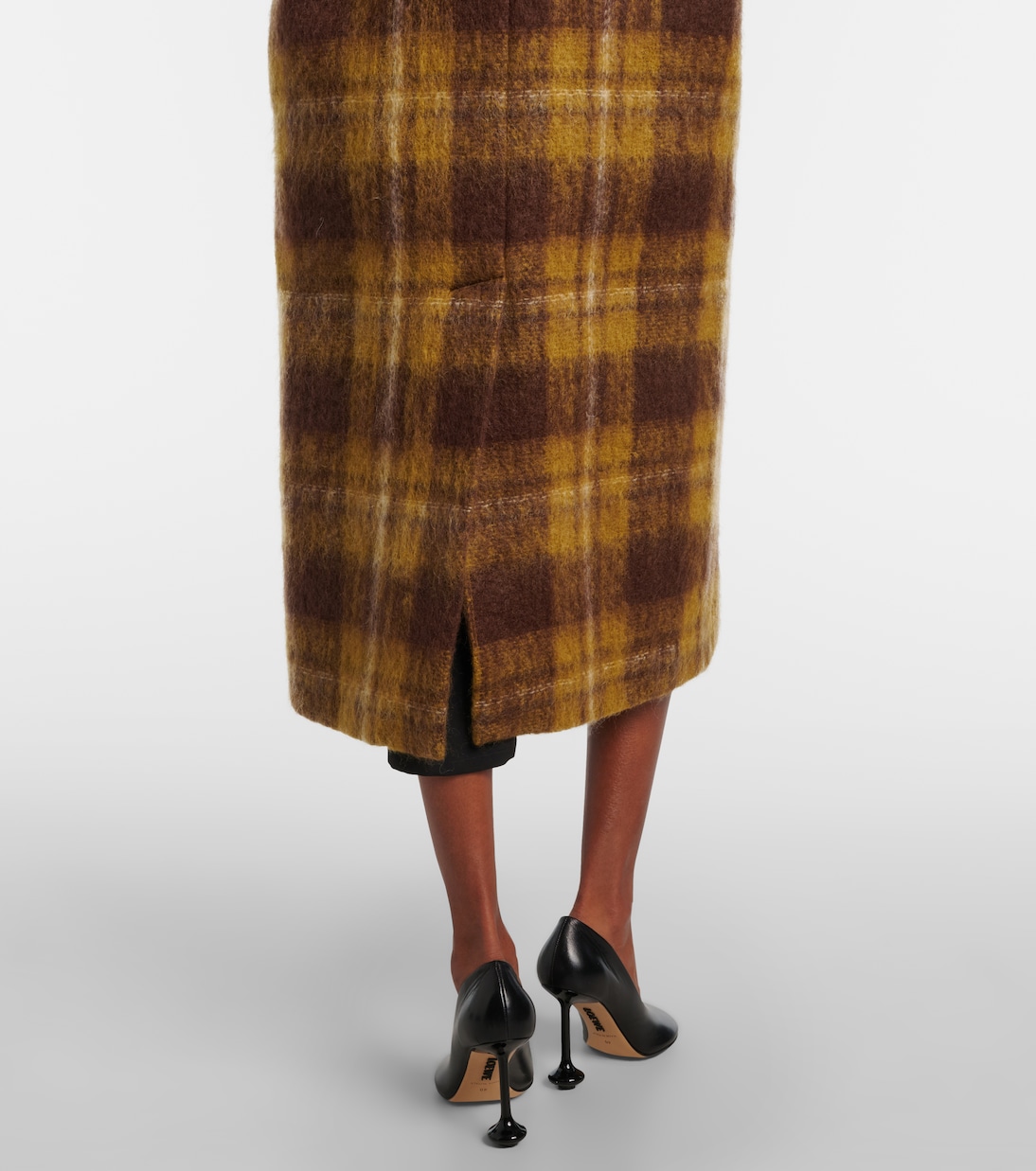Checked fringed mohair and wool coat | Loewe