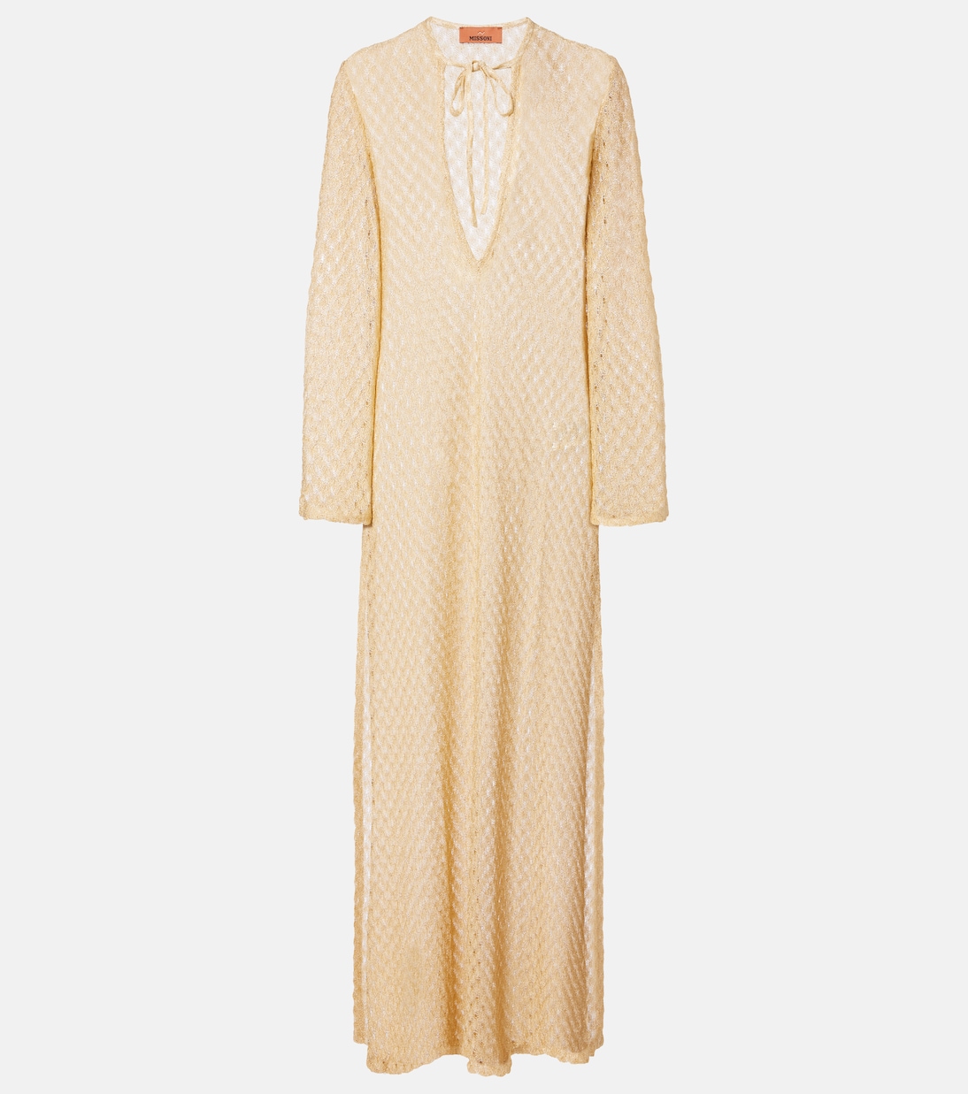 Open-knit tie-neck lamé kaftan  | Missoni