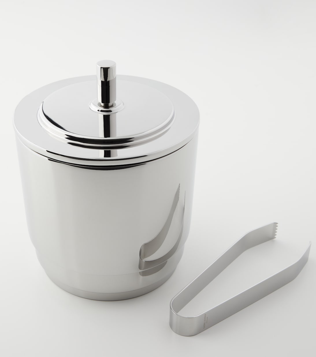 Manhattan stainless steel ice bucket and tongs set by Helle Damkjær | Georg Jensen