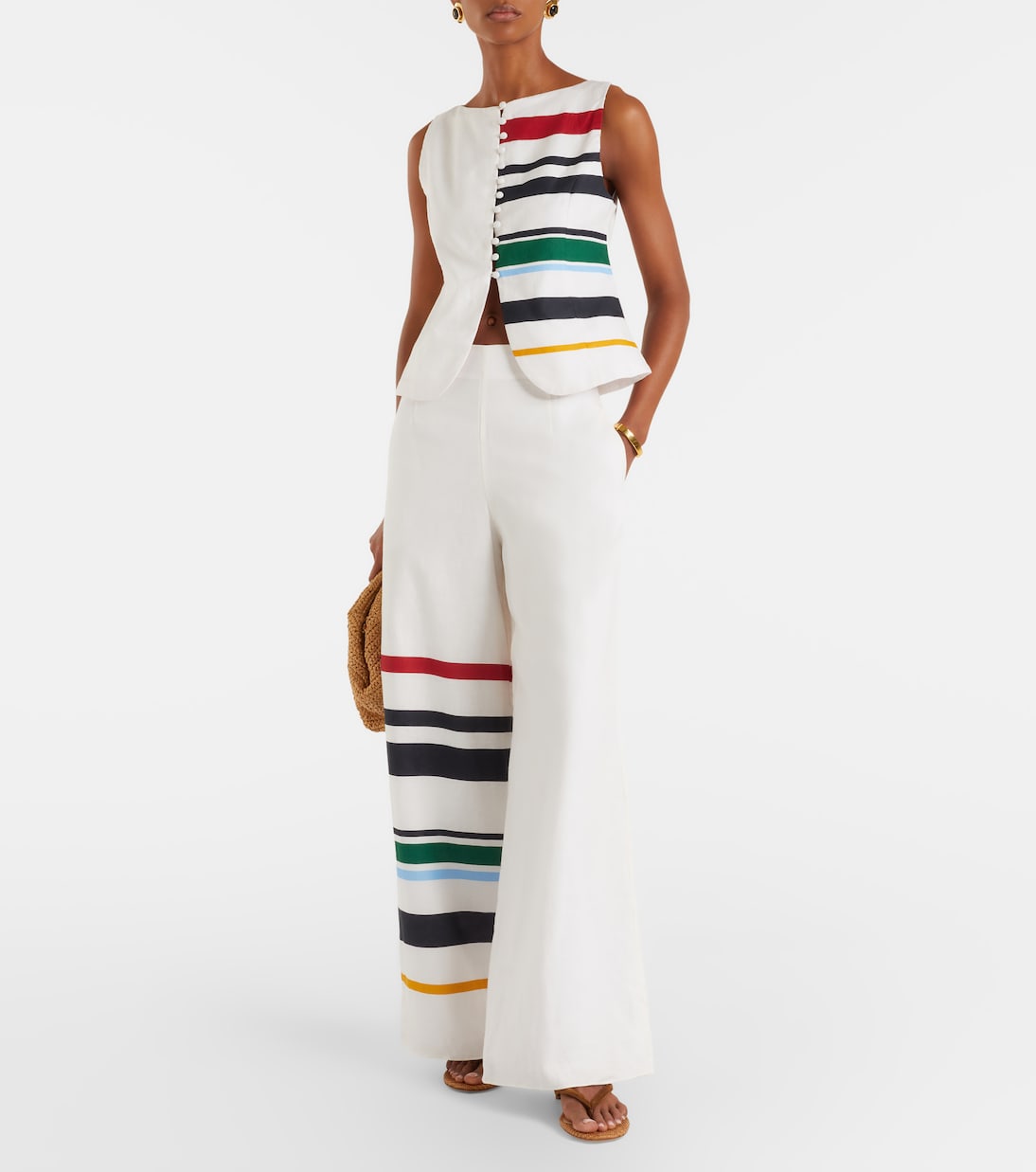 Top Genova rayé en lin | Cala de la Cruz