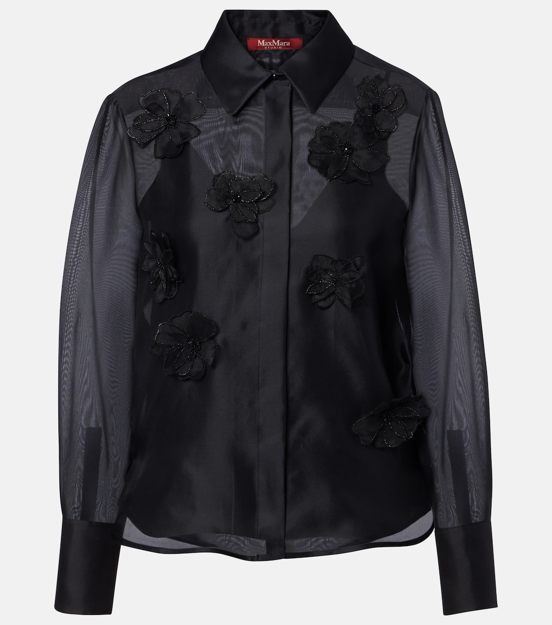 Agi embellished floral-appliqué silk blouse | Max Mara