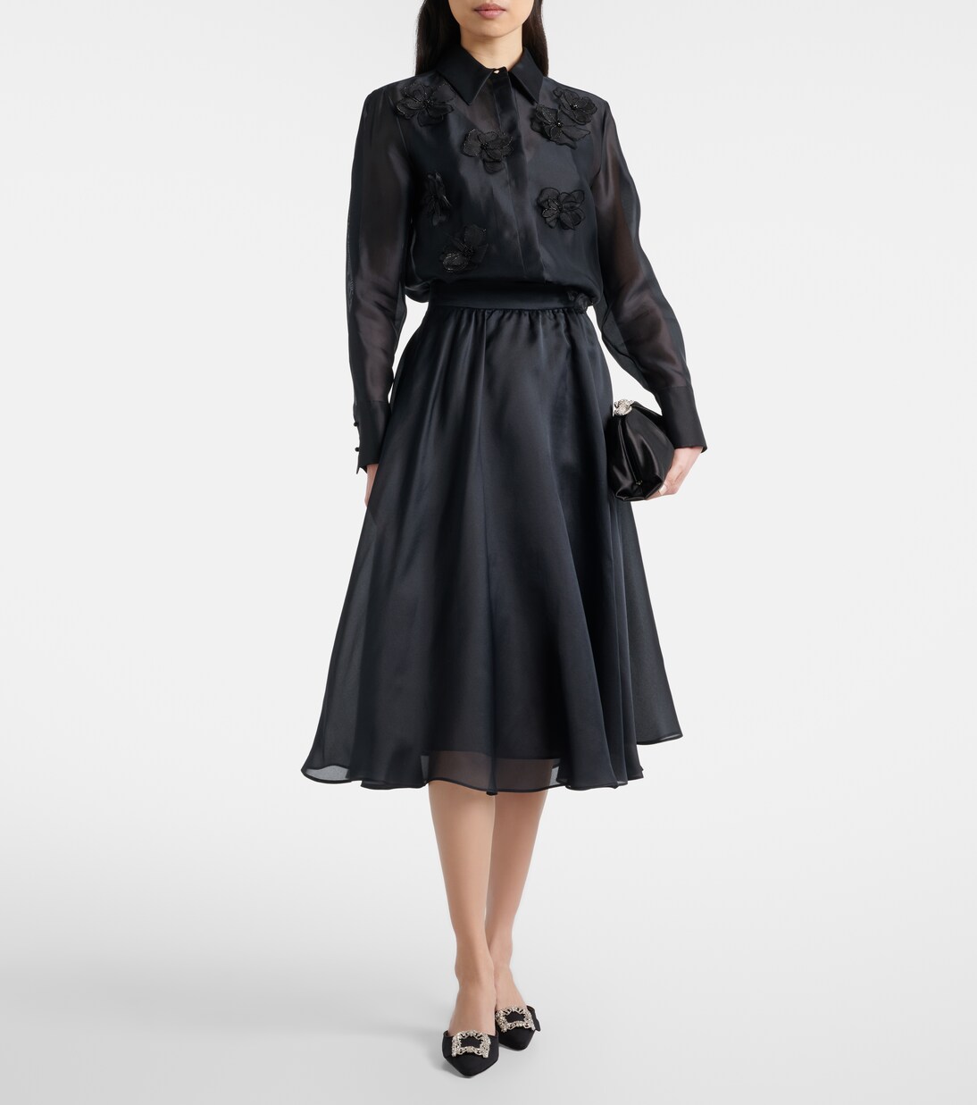 Agi embellished floral-appliqué silk blouse | Max Mara