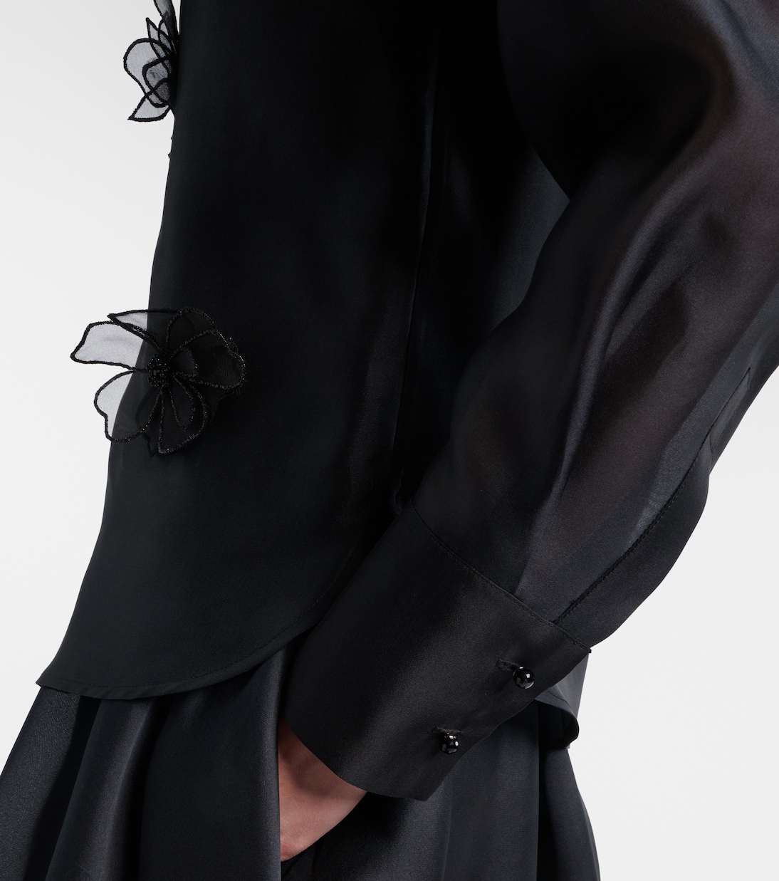 Agi embellished floral-appliqué silk blouse | Max Mara