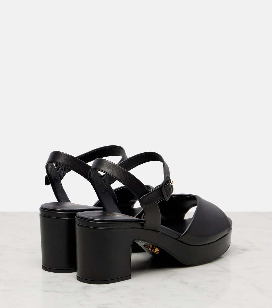 Leather platform sandals | Prada