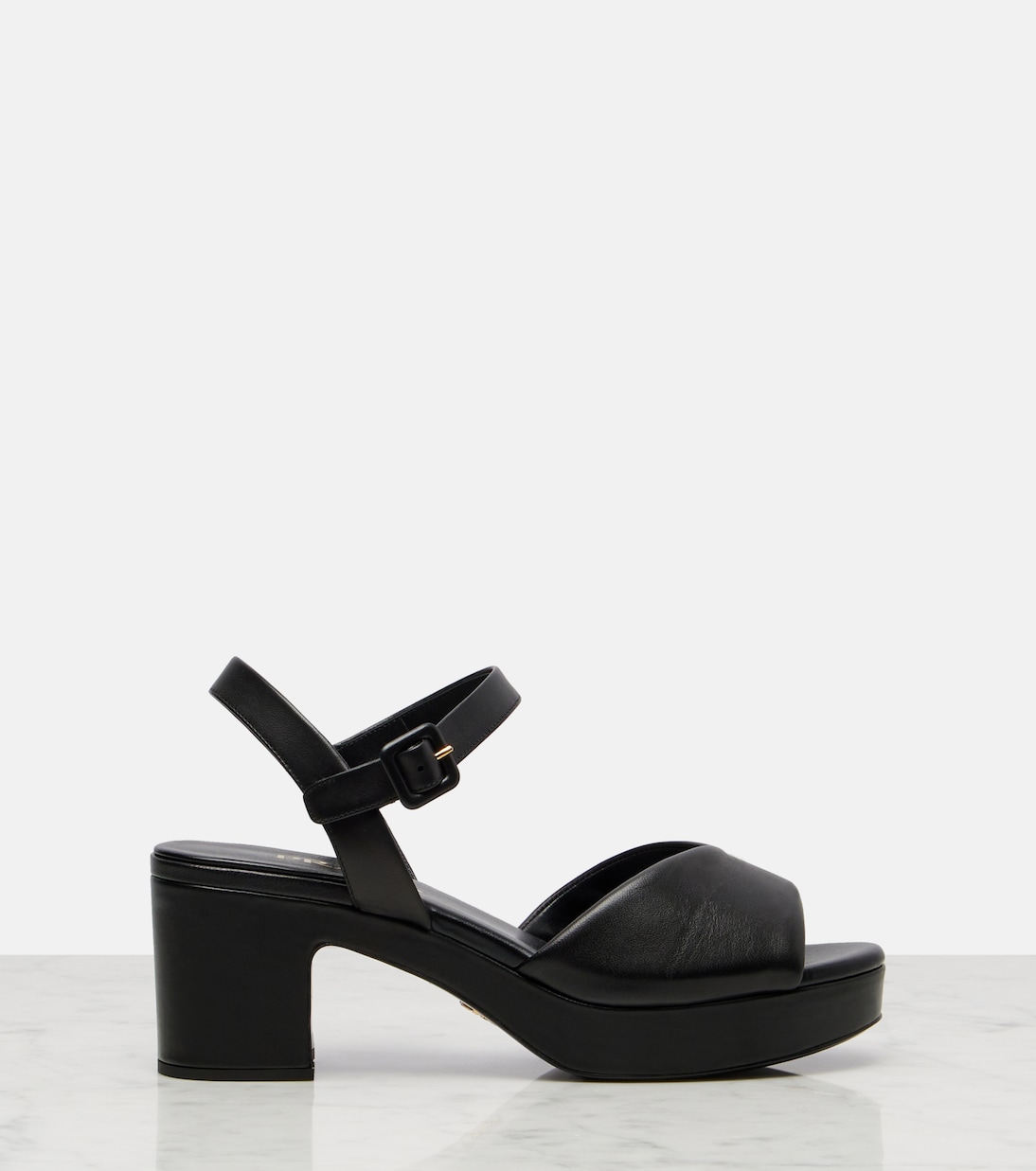 Leather platform sandals | Prada