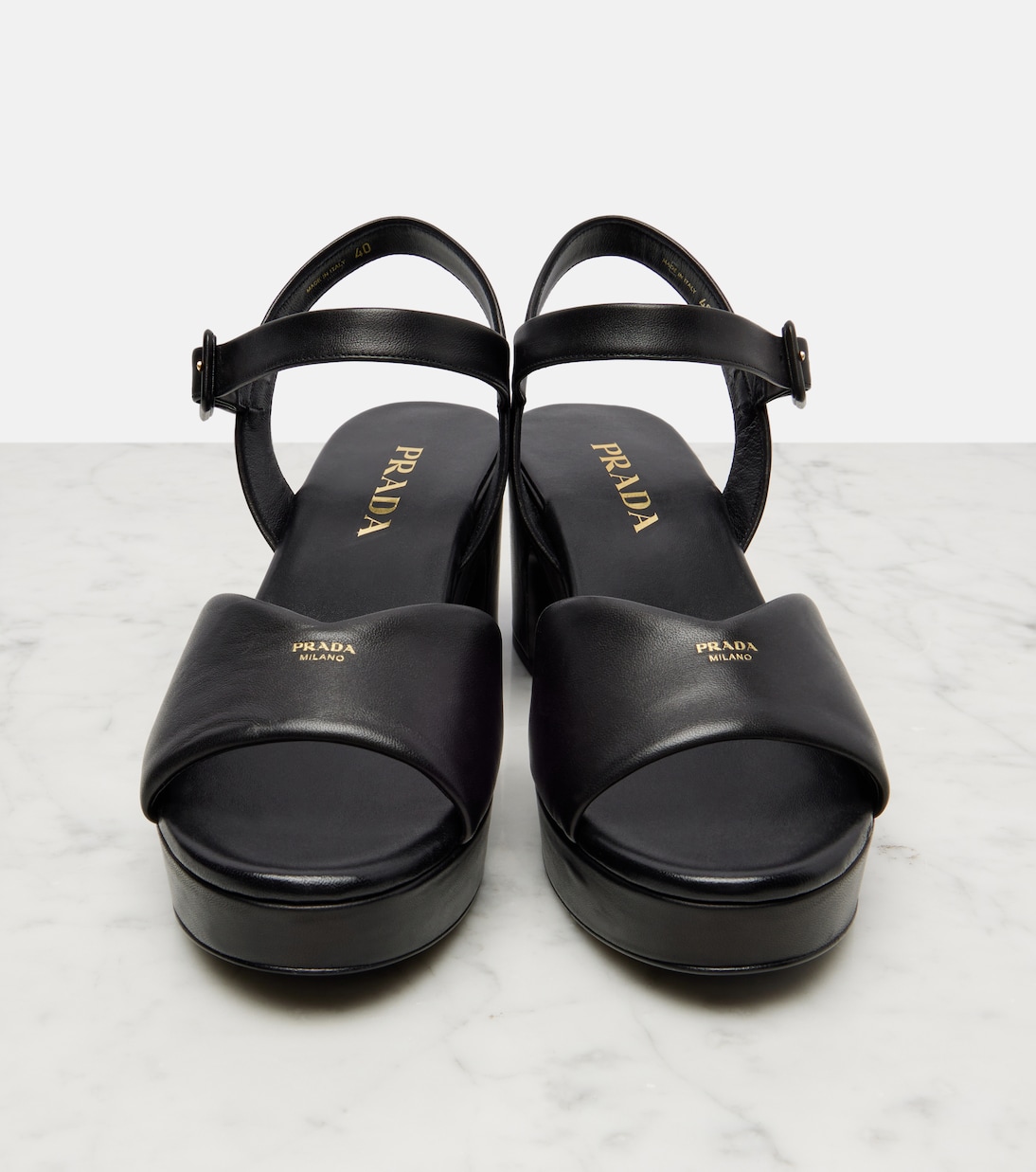 Leather platform sandals | Prada