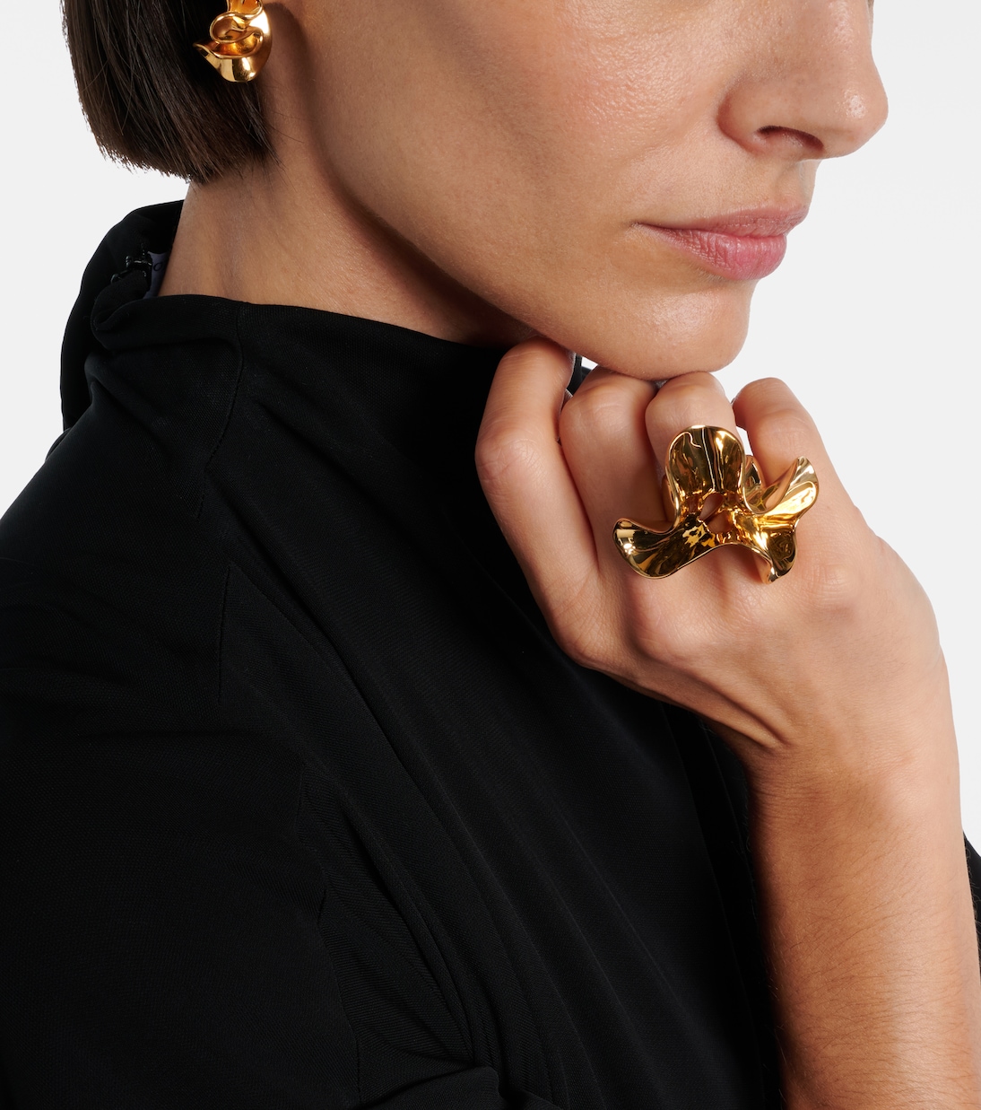 Anello Anemone in argento sterling bagnato in oro | Bottega Veneta