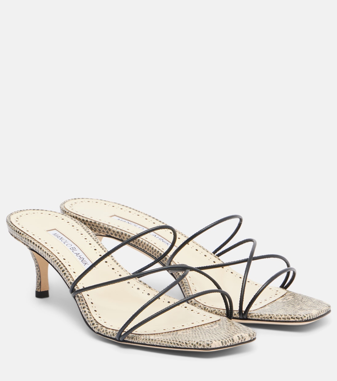 Ninfe 50 snake-effect leather mules | Manolo Blahnik