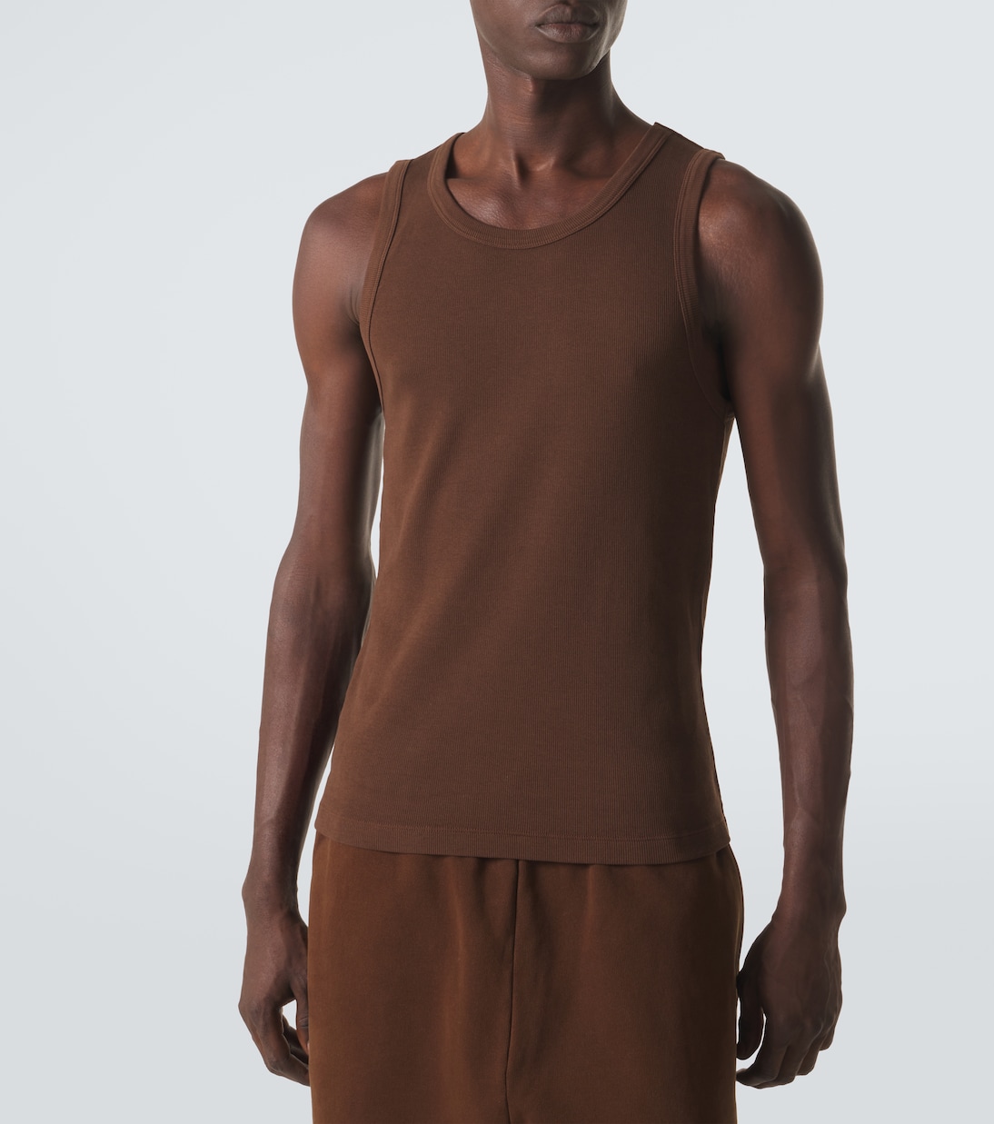 Ribbed-knit cotton-blend jersey tank top | Entire Studios