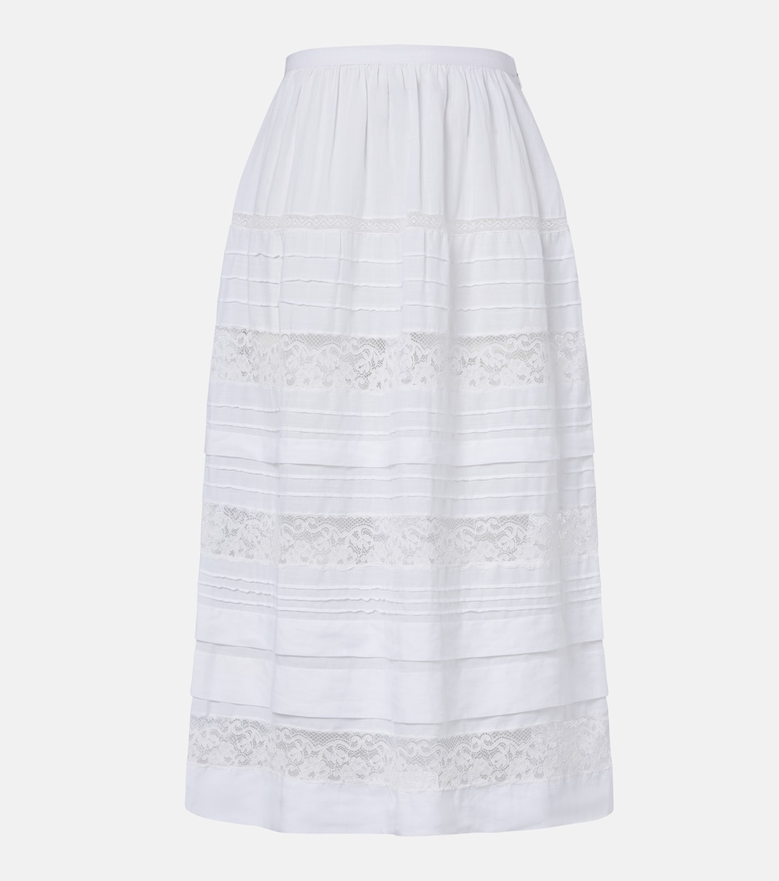 Sidra lace-trimmed ramie midi skirt | Dôen