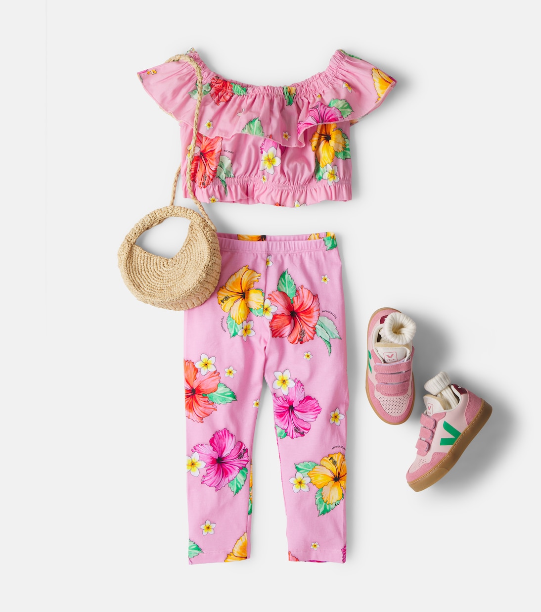 Floral ruffled cotton top | Monnalisa