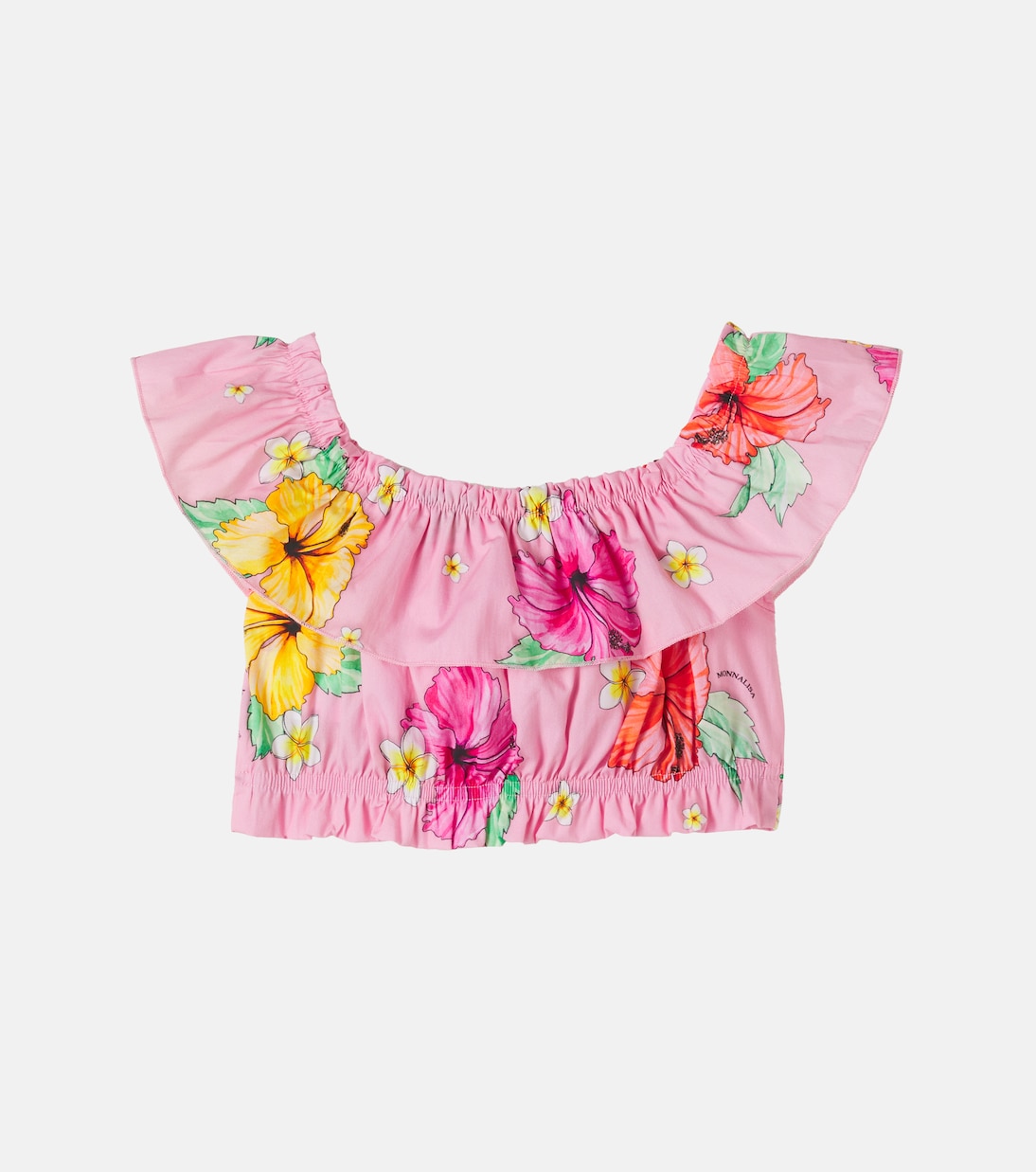 Floral ruffled cotton top | Monnalisa