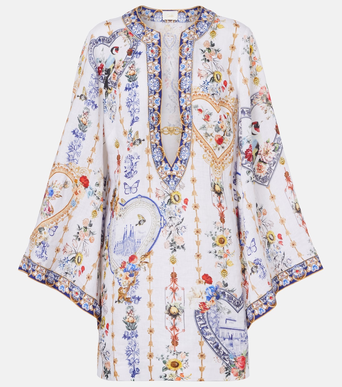 Cutout printed linen kaftan | Camilla