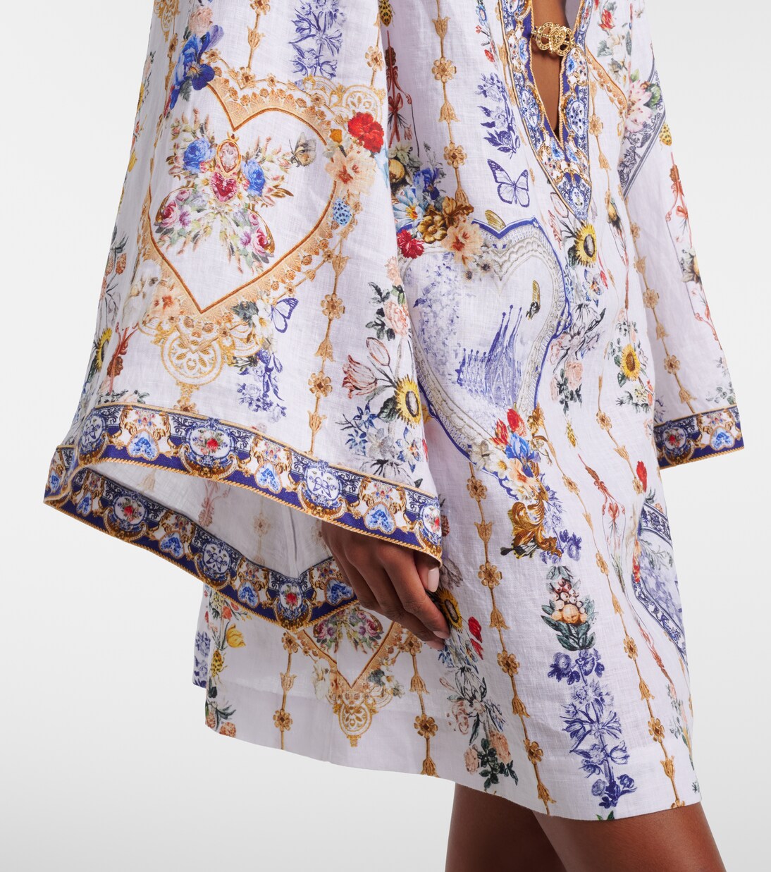Cutout printed linen kaftan | Camilla