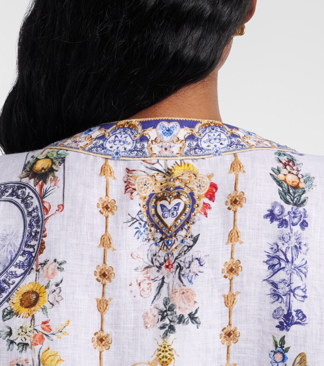 Cutout printed linen kaftan | Camilla