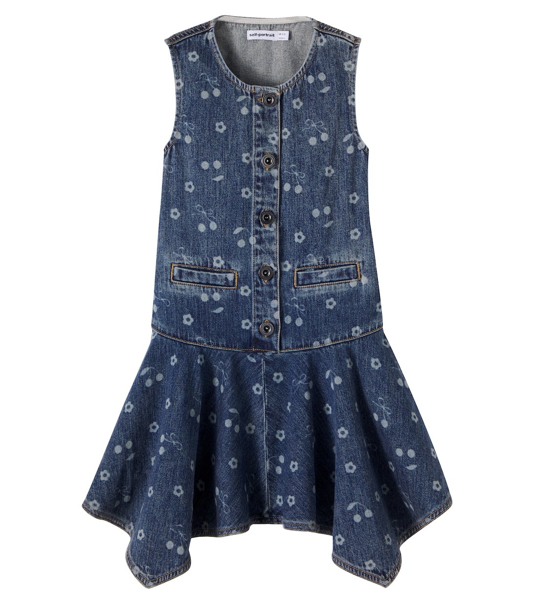Printed denim dress | Self-Portrait Kids