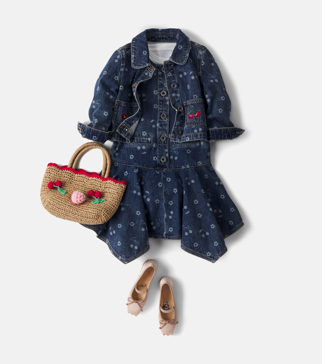 Printed denim dress | Self-Portrait Kids