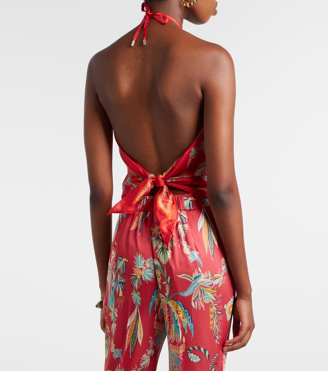 Printed halterneck silk twill top | Etro