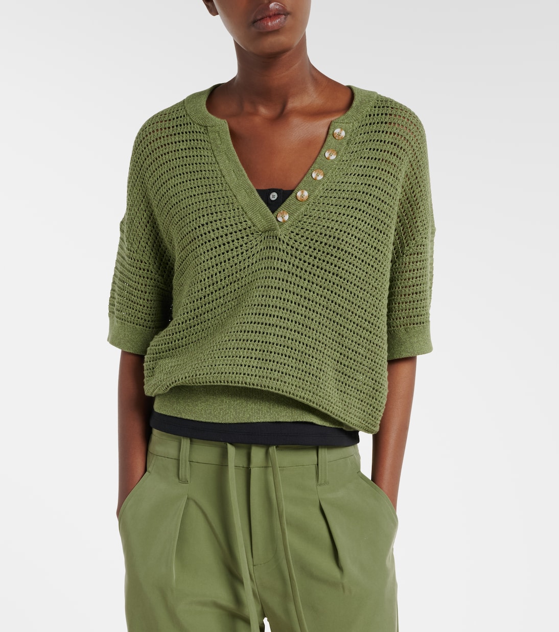 Callie open-knit cotton top | Varley