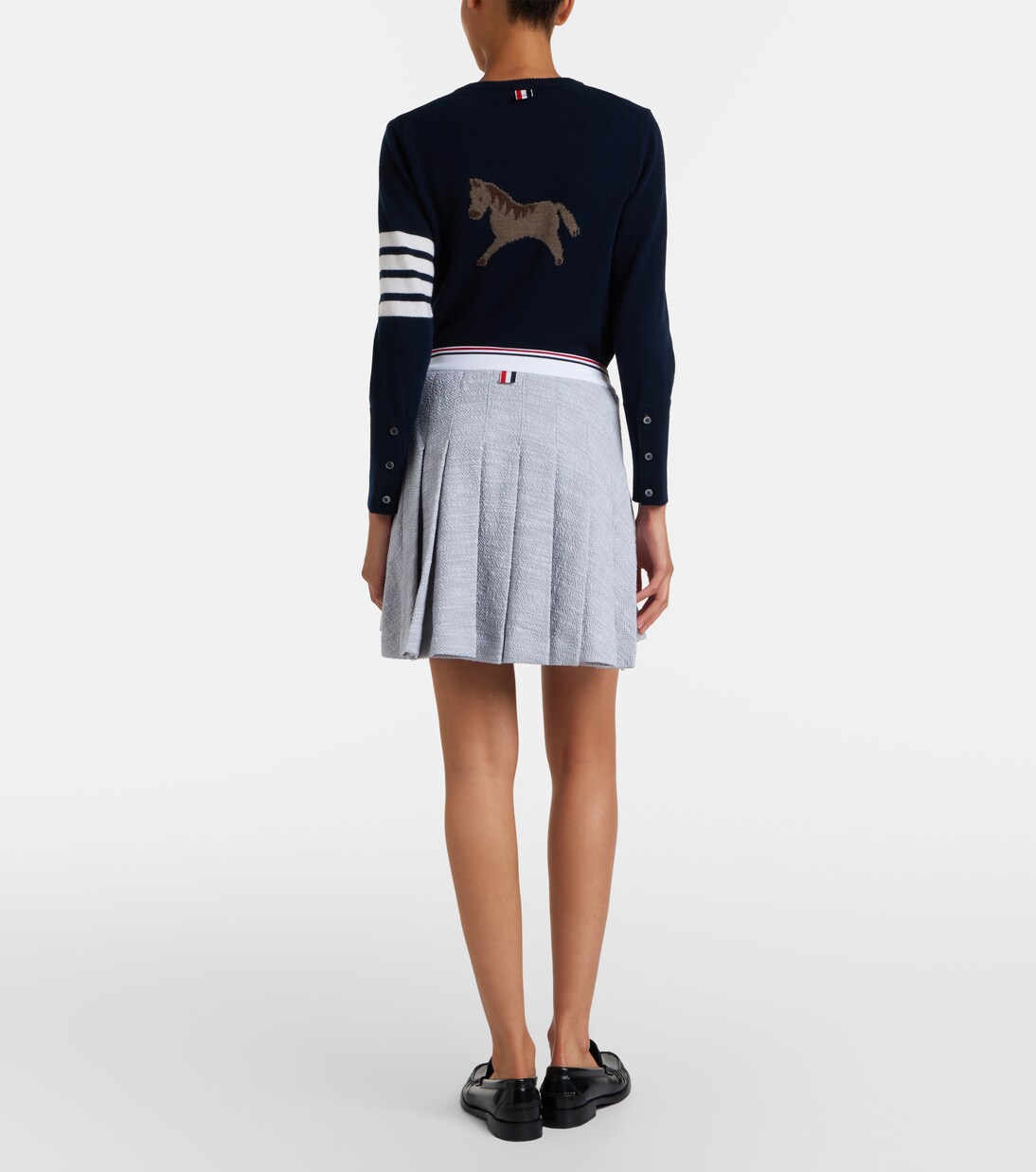 Pleated cotton-blend tweed miniskirt | Thom Browne