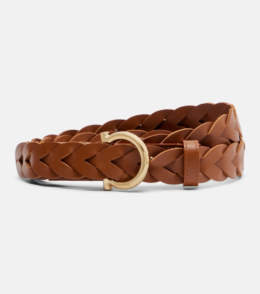 Gancini braided leather belt | Ferragamo