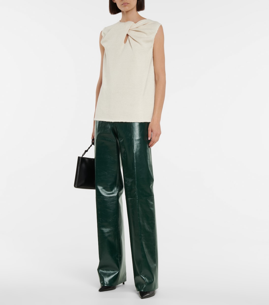 Weite High-Rise-Hose aus Leder | Jil Sander