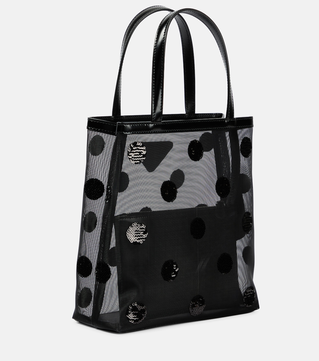 스몰 레더 트리밍 메쉬 토트백 | Prada