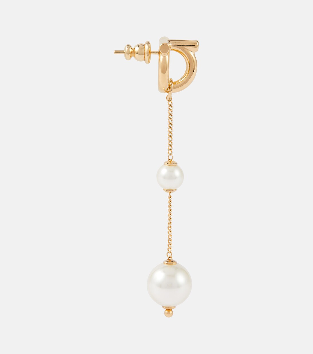 Gancini faux pearl drop earrings | Ferragamo