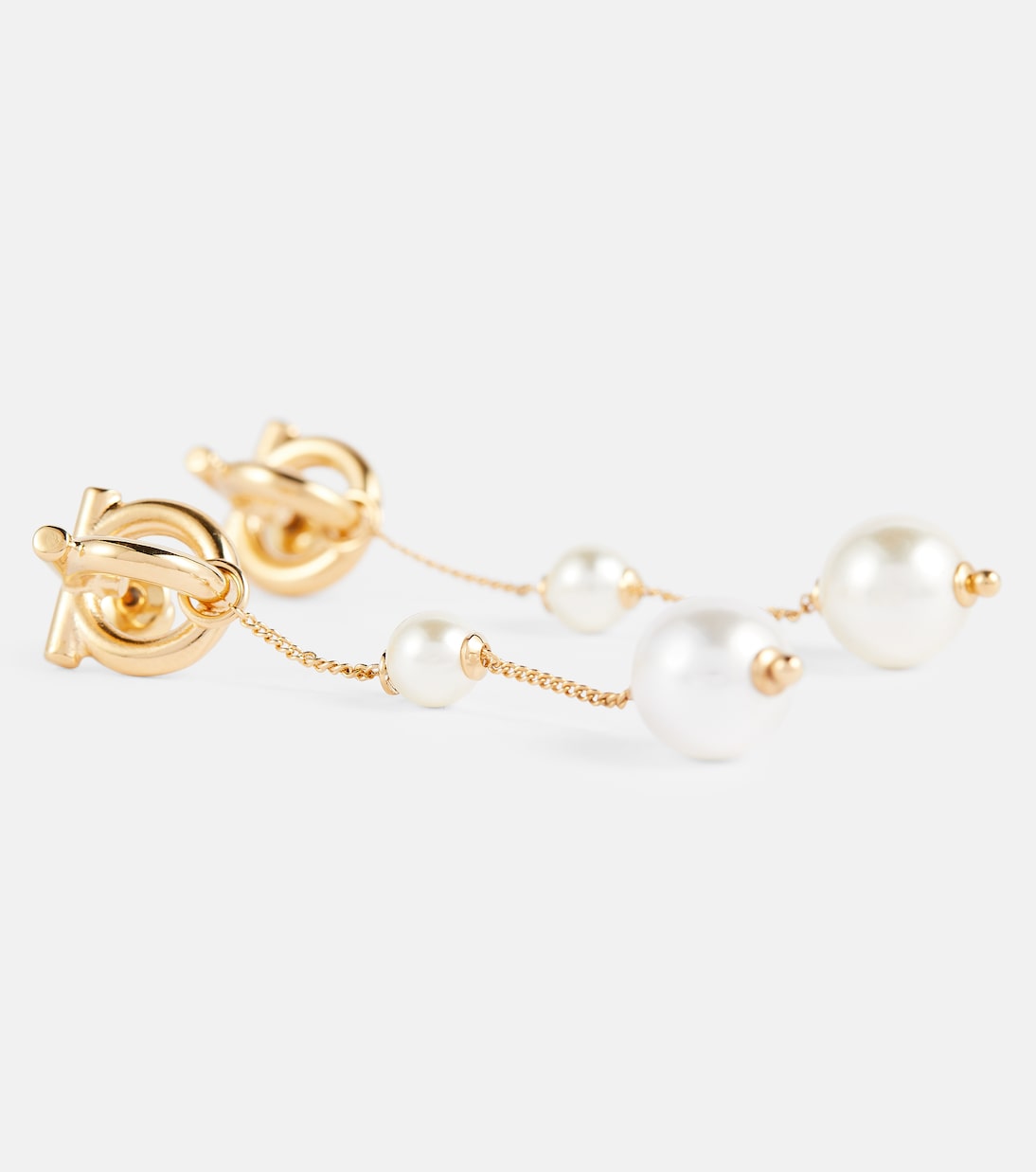 Gancini faux pearl drop earrings | Ferragamo