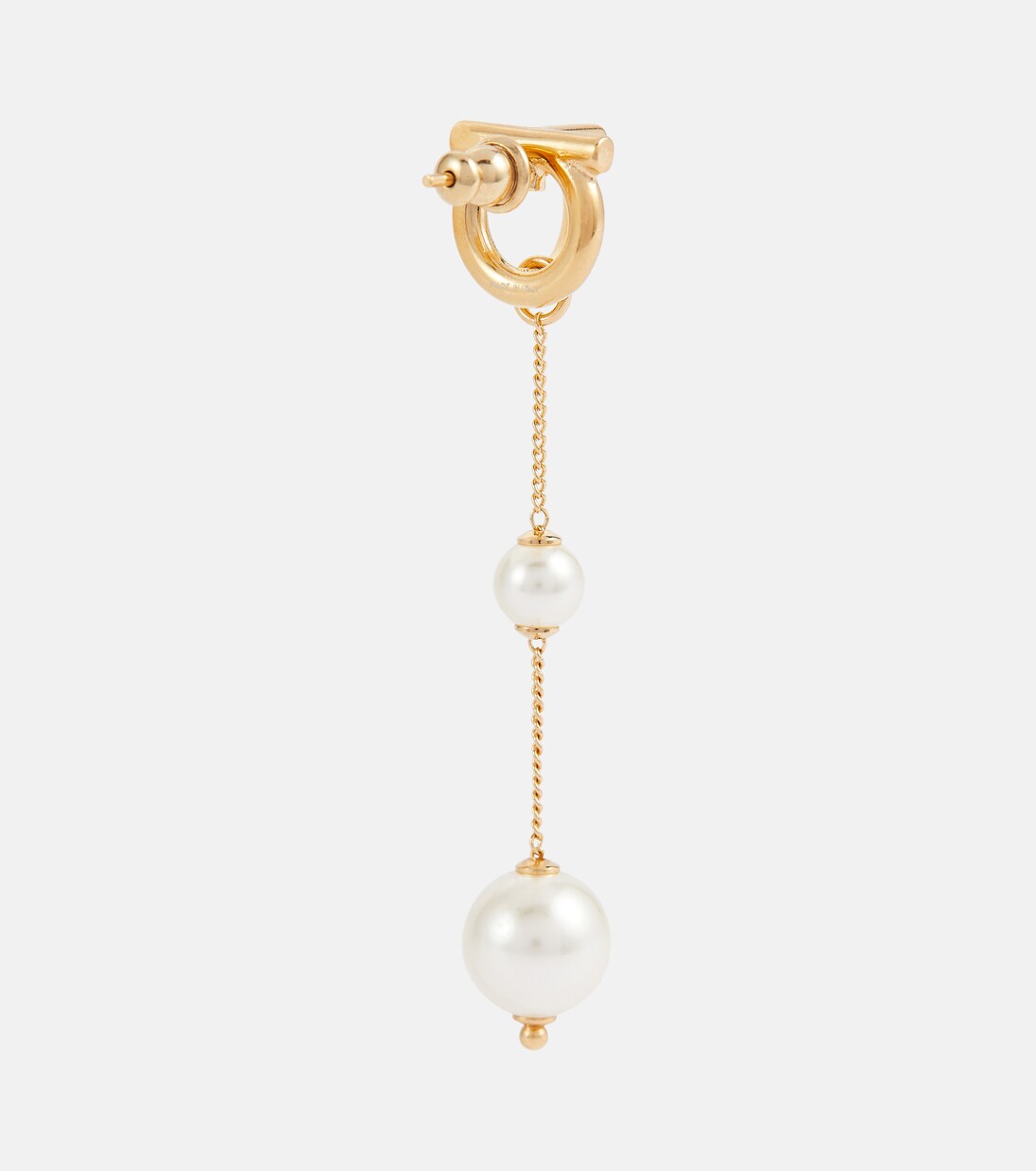 Gancini faux pearl drop earrings | Ferragamo
