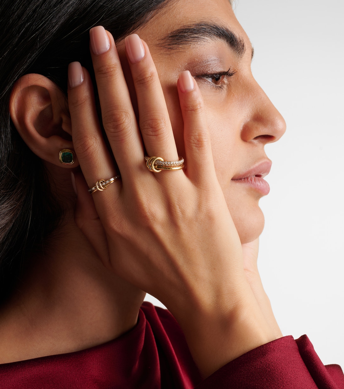 Virgo 18kt gold linked rings with white diamonds | Spinelli Kilcollin