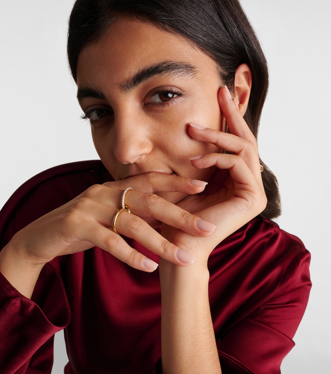 Virgo 18kt gold linked rings with white diamonds | Spinelli Kilcollin